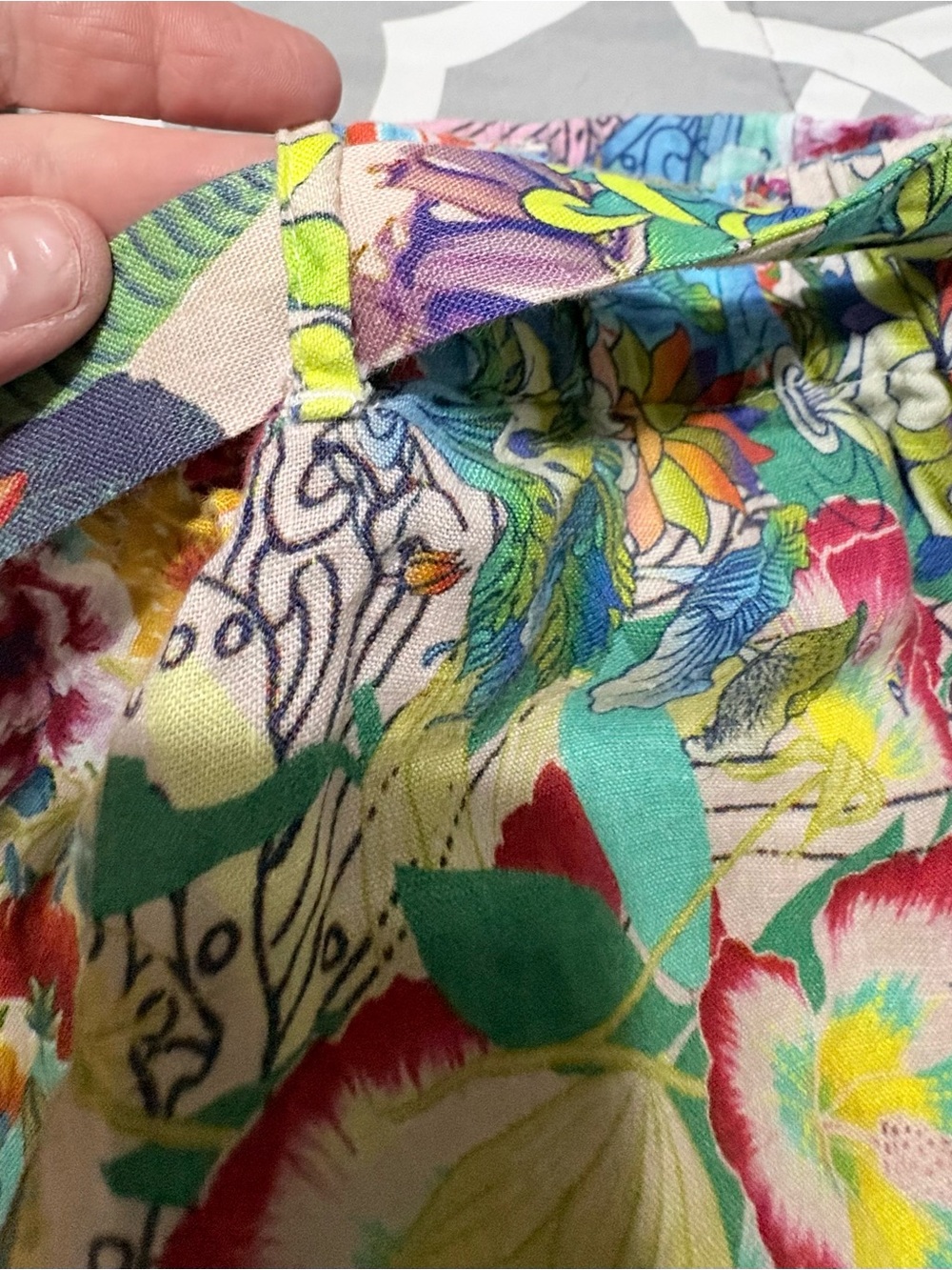 Johnny Was Multicolor Floral Patchwork Tie-Waist Shorts - Picture 7 of 9